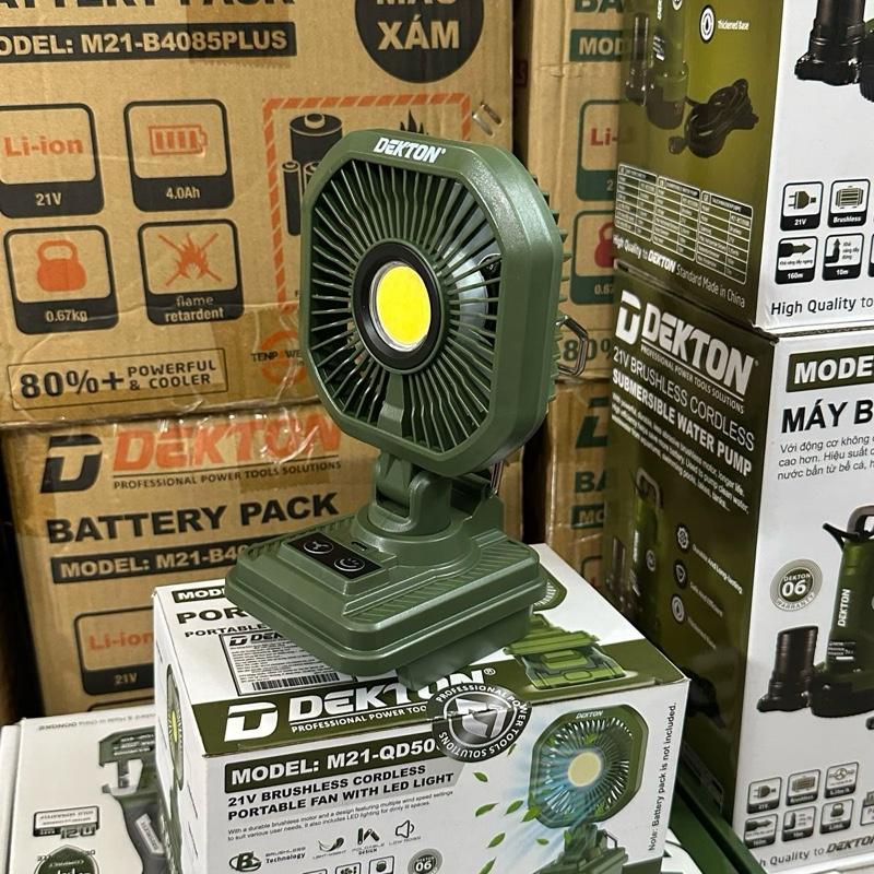QUẠT ĐÈN CHIẾU SÁNG DÙNG PIN 21V DEKTON – (chưa kèm pin sạc)   Model: M21-QD500XLM (Màu Olive)